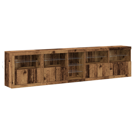 vidaXL LED Sideboard Oudhout 283 x 37 x 67 cm Bewerkt hout afbeelding2 - 1