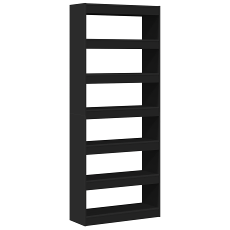 vidaXL Boekenkast met plank Zwart 80 x 30 x 198 cm Bewerkt hout afbeelding2 - 1