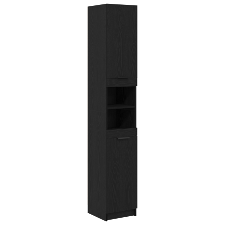 vidaXL Zwarte Eiken Badkamerkast - 32x34x188,5 cm afbeelding2 - 1