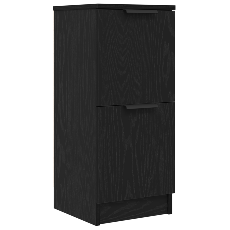 vidaXL Zwarte Eiken Dressoir - 30x30x70 cm, Gemaakt van Engineered Hout afbeelding2 - 1