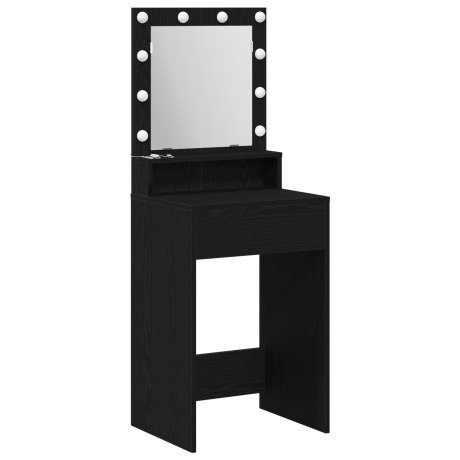 vidaXL Zwarte Eiken Make-Up Tafel met LED Verlichting - 50x41x135 cm afbeelding2 - 1