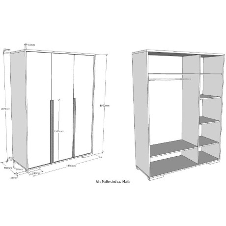 Vipack Kledingkast Londen met melamine-oppervlak en soft-closetechniek afbeelding2 - 1