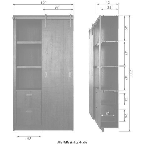 vtwonen Schuifdeurkast Slide veel opbergruimte, innovatief ontwerp, h 230 cm x b 120 cm afbeelding2 - 1