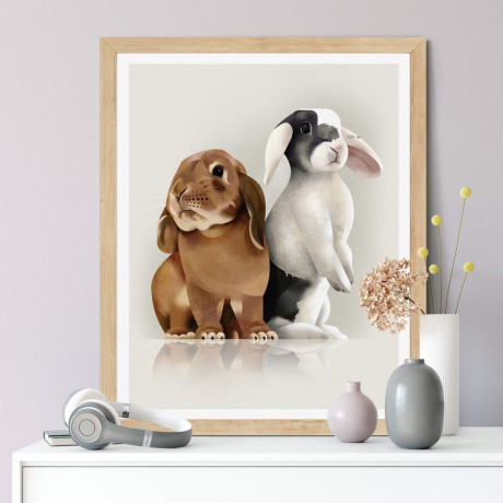 Wall-Art Poster Bunny Love Poster zonder lijst (1 stuk) afbeelding2 - 1