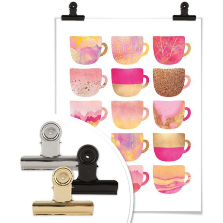 Wall-Art Poster Koffiekopjes pink Poster zonder lijst (1 stuk) afbeelding2 - 1