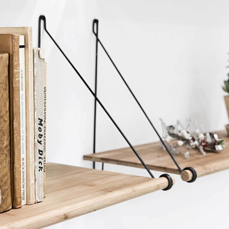 Loop Shelf - Bamboe boekenplank - Zwart - B72 x H31 x D26  cm afbeelding2 - 1