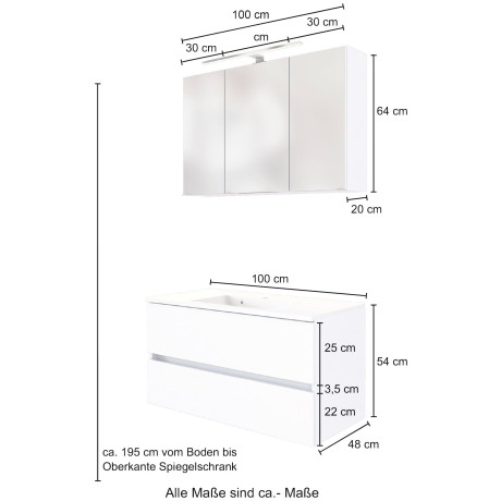 welltime Badmeubelset Baabe Breedte 100 cm, soft-closefunctie (set, 2 stuks) afbeelding2 - 1