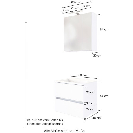 welltime Badmeubelset Baabe Breedte 60 cm, soft-closefunctie (set, 2 stuks) afbeelding2 - 1