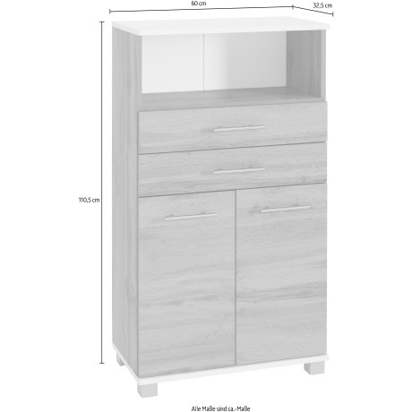 welltime Halfhoge kast Emmi, breedte 59 cm 2 deuren, metalen beslag afbeelding2 - 1