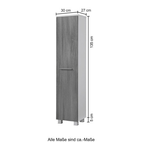 welltime Halfhoge kast Trento Badkamermeubel, breedte 30 cm, 1 deur, Made in Germany afbeelding2 - 1