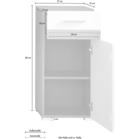 welltime Onderkast Tone Badkommode met lade en 2 vakken met echt houtlook detail afbeelding2 - 1