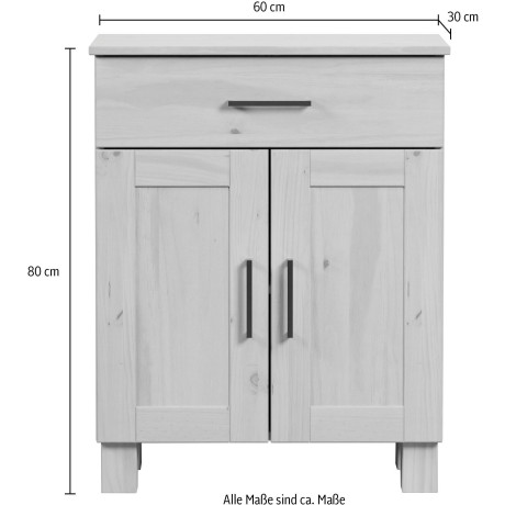 welltime Onderkast Ulea Badkommode van massief hout met brede lade - (B/D/H) 60/30/80 cm (1 stuk) afbeelding2 - 1