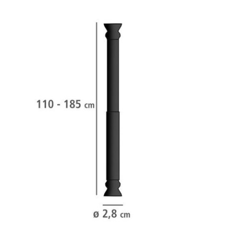 WENKO Douchegordijnstang Zwart Lengte 110-185 cm afbeelding2 - 1