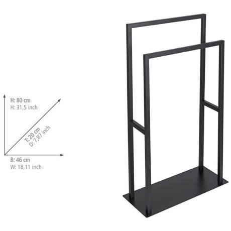 WENKO Handdoekenrek Model Rivaltana vrijstaand, voor handdoeken en kleding, roestvrij staal, industriële stijl afbeelding2 - 1