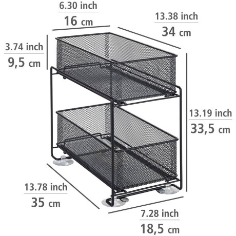 WENKO Keukenrek Gioma Organizer met 2 etages, met 2 draadontwerp manden (1 stuk) afbeelding2 - 1