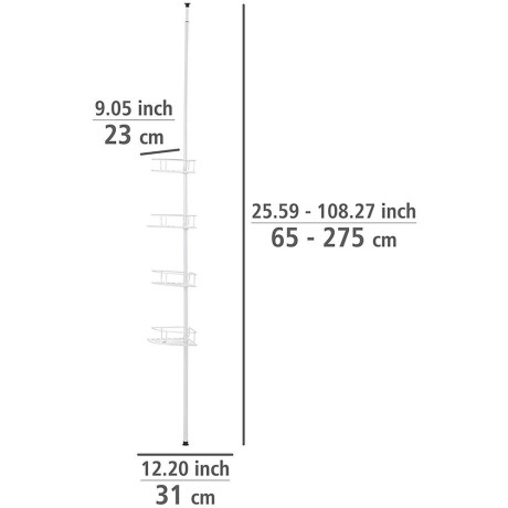 WENKO Telescooprek Modell Dolcedo met 4 planken voor douche en bad zonder boren, roestvrijstaal afbeelding2 - 1