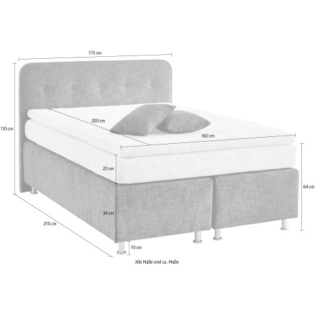 Westfalia Polsterbetten Boxspring Sapporo Incl. sierkussen, kiesbaar in H2, H3 & H4 afbeelding2 - 1