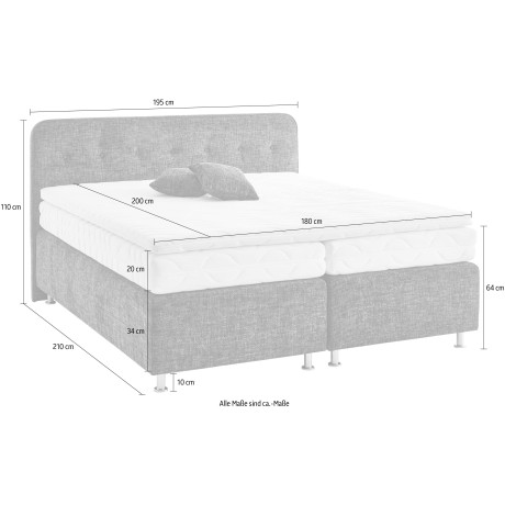 Westfalia Polsterbetten Boxspring Sapporo Incl. sierkussen, kiesbaar in H2, H3 & H4 afbeelding2 - 1