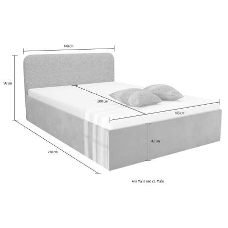 Westfalia Polsterbetten Gestoffeerd bed Shawn bed verkrijgbaar in twee verschillende hoogtes afbeelding2 - 1