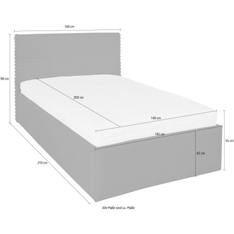 Westfalia Polsterbetten Gestoffeerd bed VITA ook verkrijgbaar met extra opbergruimte, inclusief verstelbare hoofdsteunen afbeelding2 - 1