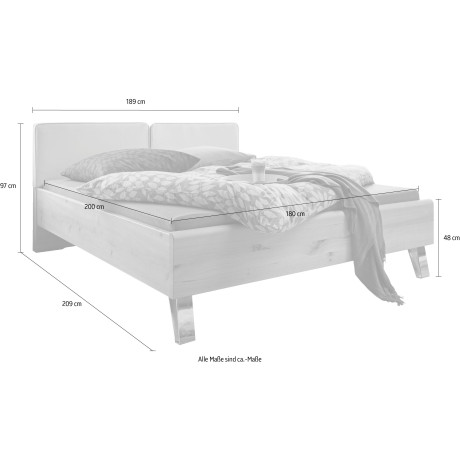 WIEMANN Houten bed Bari met bekleed hoofdbord en 4-voudig verstelbare lighoogte afbeelding2 - 1