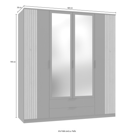 Wimex Draaideurkast Lübeck Akoestische lamellen look, met spiegeldeuren, 135 of 18 cm breed afbeelding2 - 1