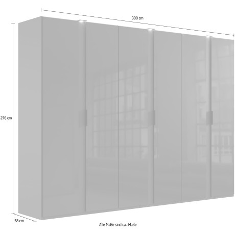 Wimex Draaideurkast Rimini by fresh to go, 200, 250 of 300 cm breed, 216 cm hoog LED-verlichting inclusief, met glazen fronten, metalen grepen afbeelding2 - 1