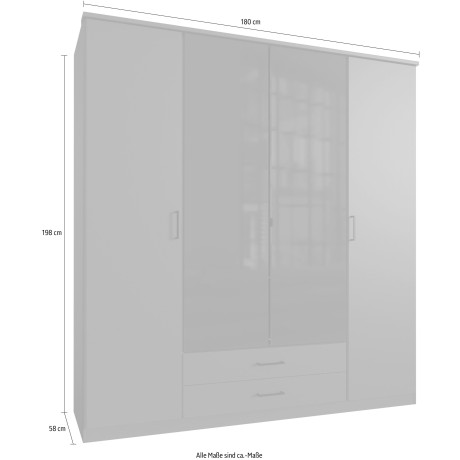 Wimex Draaideurkast Soest met gekleurde glazen deur, naar keuze 135 of 180 cm breed afbeelding2 - 1