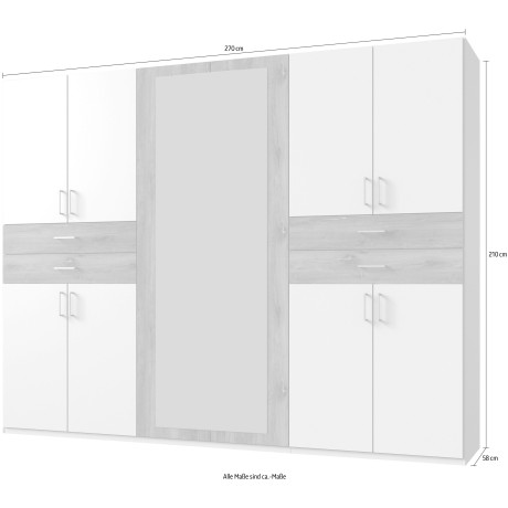 Wimex Draaideurkast Taiga met laden op handige hoogte, spiegeldeuren afbeelding2 - 1