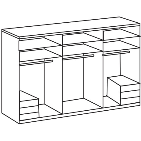 Wimex Kledingkast Niveau met spiegeldeuren en laden afbeelding2 - 1