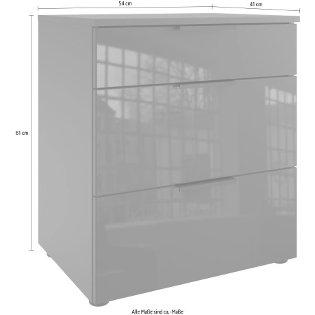 Wimex Nachtkastje Level36 C by fresh to go met glazen elementen aan de voorkant, soft-close functie, 54 cm breed afbeelding2 - 1