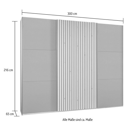 Wimex Zweefdeurkast Ancona by fresh to go met akoestische lamellen-look in 3d afbeelding2 - 1