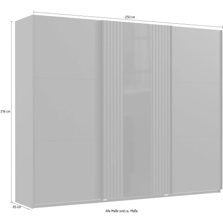 Wimex Zweefdeurkast Atlanta met akoestisch paneel look (3d panelen) afbeelding2 - 1