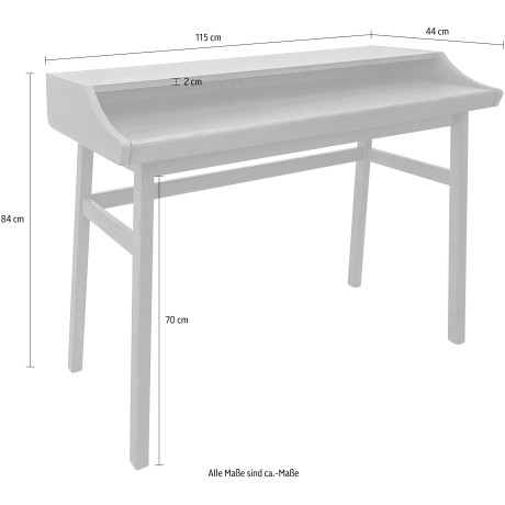 Woodman Bureau Carteret chique houtfineer van eiken, frame massief hout, breedte 115 cm afbeelding2 - 1