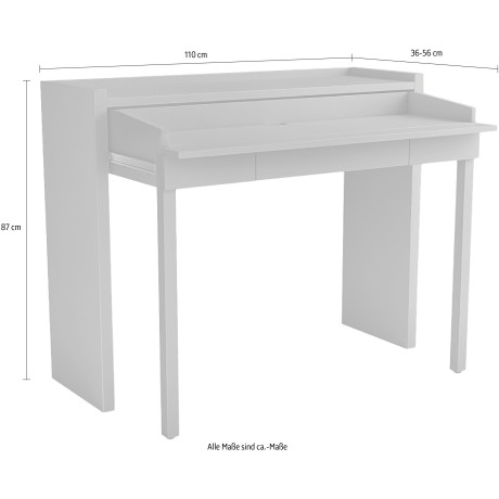 Woodman Bureau Desk 16 scandinavisch design, thuiskantoor, praktisch uittrekbaar afbeelding2 - 1