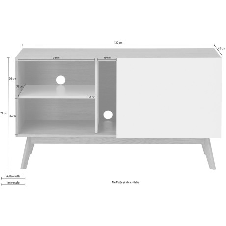 Woodman Dressoir Hilla Commode in trendy Scandinavische look, breedte 130 cm afbeelding2 - 1