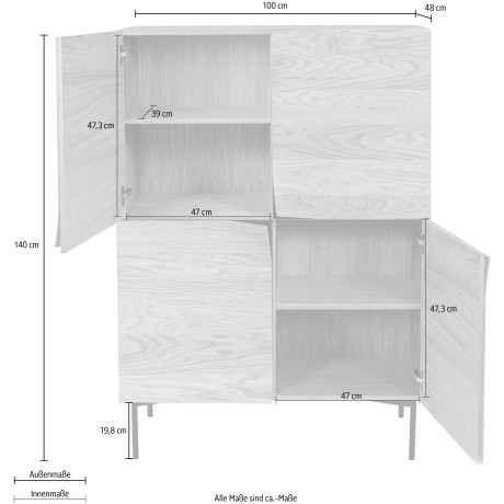 Woodman Hoge kast Houtfineer van eiken, in Scandinavisch design afbeelding2 - 1