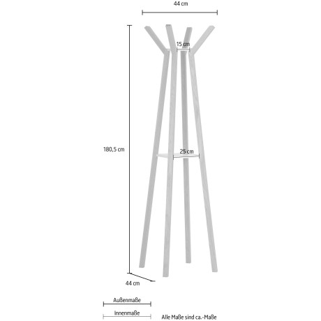 Woodman Kapstok Monti in scandinavisch design, van massief eiken, met 4 haken afbeelding2 - 1