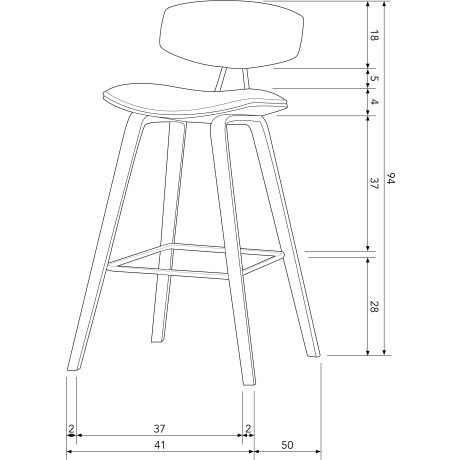 WOOOD Barkruk Senn Zitvlak van velours, H 94 cm x B 41 cm (2 stuks) afbeelding2 - 1