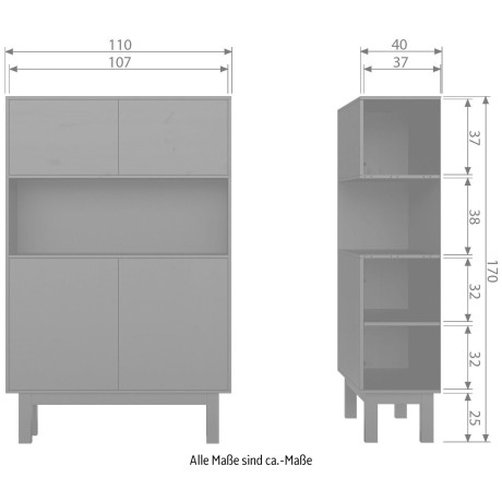 WOOOD Buffetkast Finca met modern push-to-open-systeem, breedte 110 cm afbeelding2 - 1