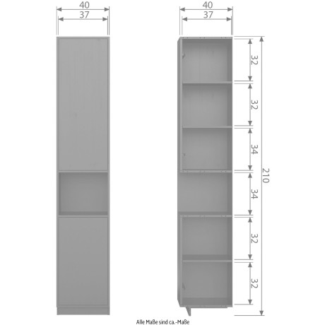 WOOOD Buffetkast Finca met push-to-open systeem, hoogte 210 cm x breedte 110 cm afbeelding2 - 1