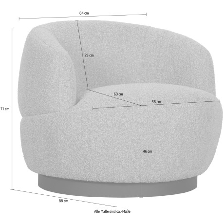 WOOOD Draaistoel Woolly draai fauteuil ronde vorm, in elke richting draaibaar, breedte 84 cm afbeelding2 - 1