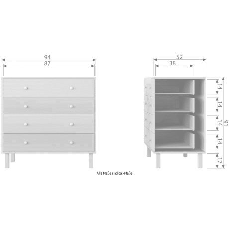 WOOOD Dressoir Adam Ladecommode, B 94 cm x H 93 cm afbeelding2 - 1