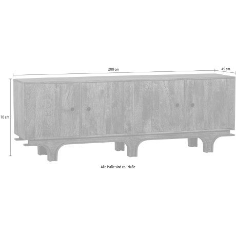 WOOOD Dressoir Staes sideboard Commode, veel opbergruimte, breedte 200 cm afbeelding2 - 1