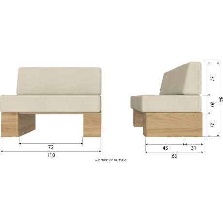 WOOOD Eetbank Dine Bank, met comfortabele zitkussens, breedte 200 cm afbeelding2 - 1