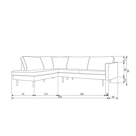 WOOOD Hoekbank Rodeo hoekbank met gerecycled leer, vrijstaand, h 85 cm x b 266 cm afbeelding2 - 1