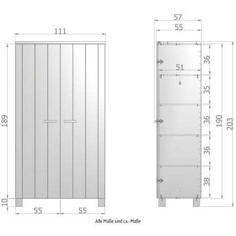 WOOOD Kledingkast Dennis met kledingstang, veel opbergruimte, b 111 cm x h 202 cm afbeelding2 - 1