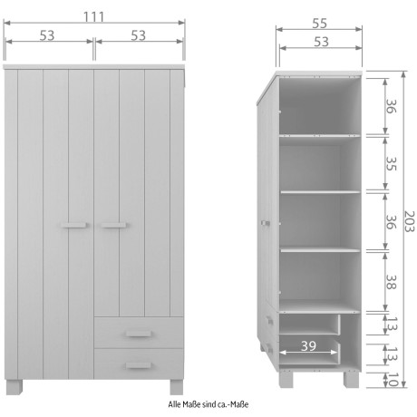 WOOOD Kledingkast Dennis met kledingstang, veel opbergruimte, b 111 cm x h 202 cm afbeelding2 - 1