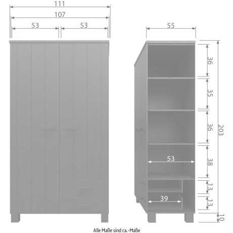 WOOOD Kledingkast Dennis met kledingstang, veel opbergruimte, b 111 cm x h 202 cm afbeelding2 - 1