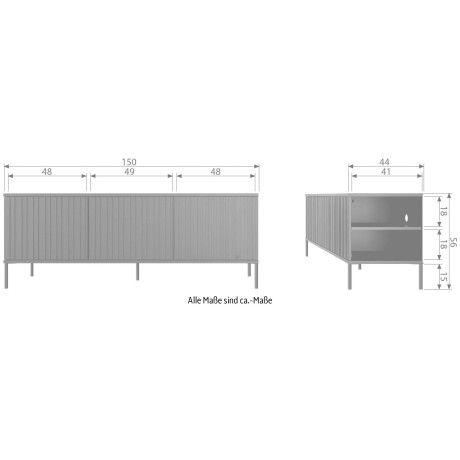 WOOOD Tv-meubel New Gravure Commode met grafische reliëfdeuren, veel opbergruimte, hoogte 56 cm afbeelding2 - 1